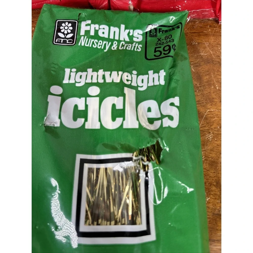 Vintage Franks Icicles 18 Inches Long Set‎ of 3 Silver Gold Christmas Tree NOS